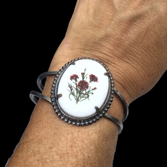 🌺LARGE Vintage Porcelain Bracelet - Picture 3 of 12